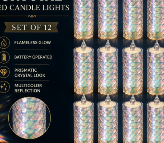LED Tealight Candles – 12 Pack Flameless Diwali Lights | Indo Glow
