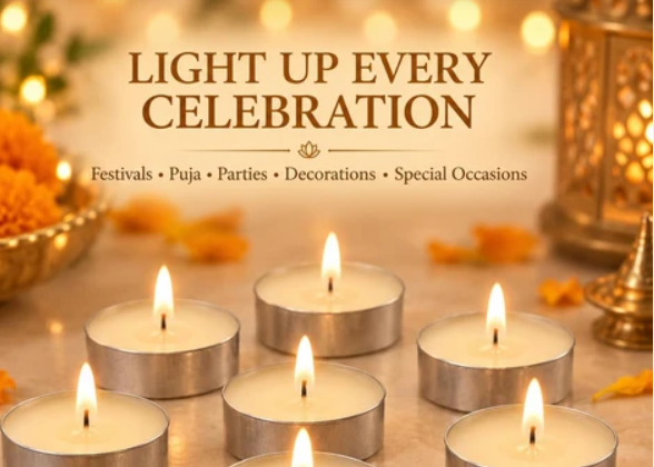 Decorative Wax Tea Light Candles for Diwali Puja and Home Decor (120 Pc Set)