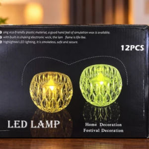 Crystal Look LED Tealight Lamps for Home Decor, Diwali and Parties (12 Pc Set)