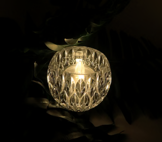 Crystal Look LED Tealight Lamps for Home Decor, Diwali and Parties (12 Pc Set)