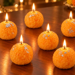Laddu Design Wax Candles for Diwali Decor, Pooja & Festive Gifting (6 Pc)