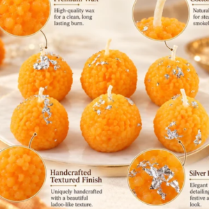 Laddu Design Wax Candles for Diwali Decor, Pooja & Festive Gifting (6 Pc)