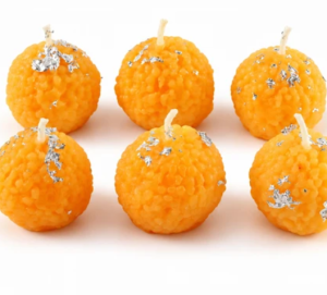 Laddu Design Wax Candles for Diwali Decor, Pooja & Festive Gifting (6 Pc)