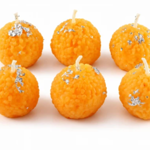 Laddu Design Wax Candles for Diwali Decor, Pooja & Festive Gifting (6 Pc)