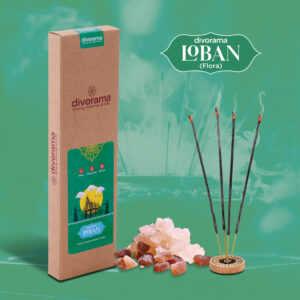DivoRama Premium Loban Flora Incense Masala Agarbatti -100% Indian Natural Aroma - Long Lasting Loban Agarbattis for Puja, Meditation, Happy Vibes - 45 Sticks
