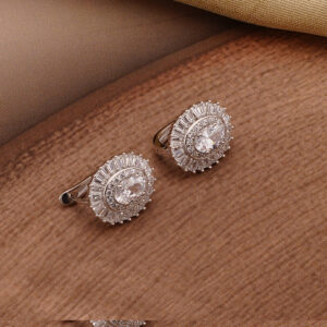 AGOR 925 Silver Radiant Oval Halo CZ Stud Earrings
