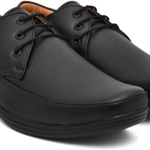 WUGO Men's Black Party Wear Derby Shoes, 1004-N
