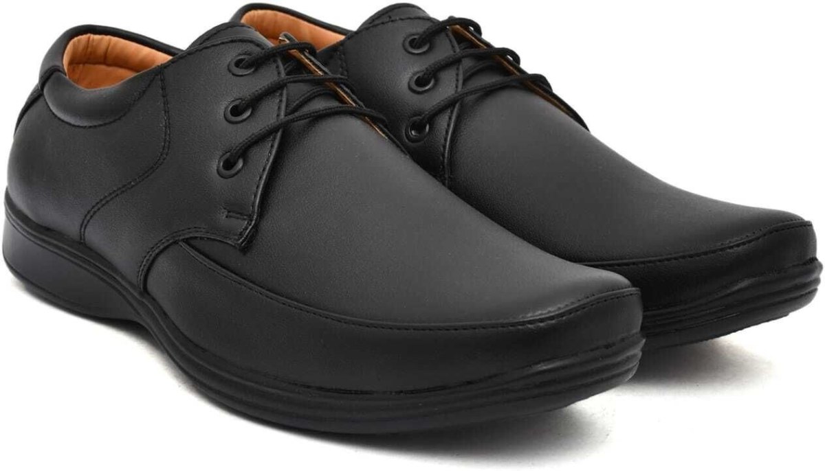 WUGO Men's Black Party Wear Derby Shoes, 1004-N