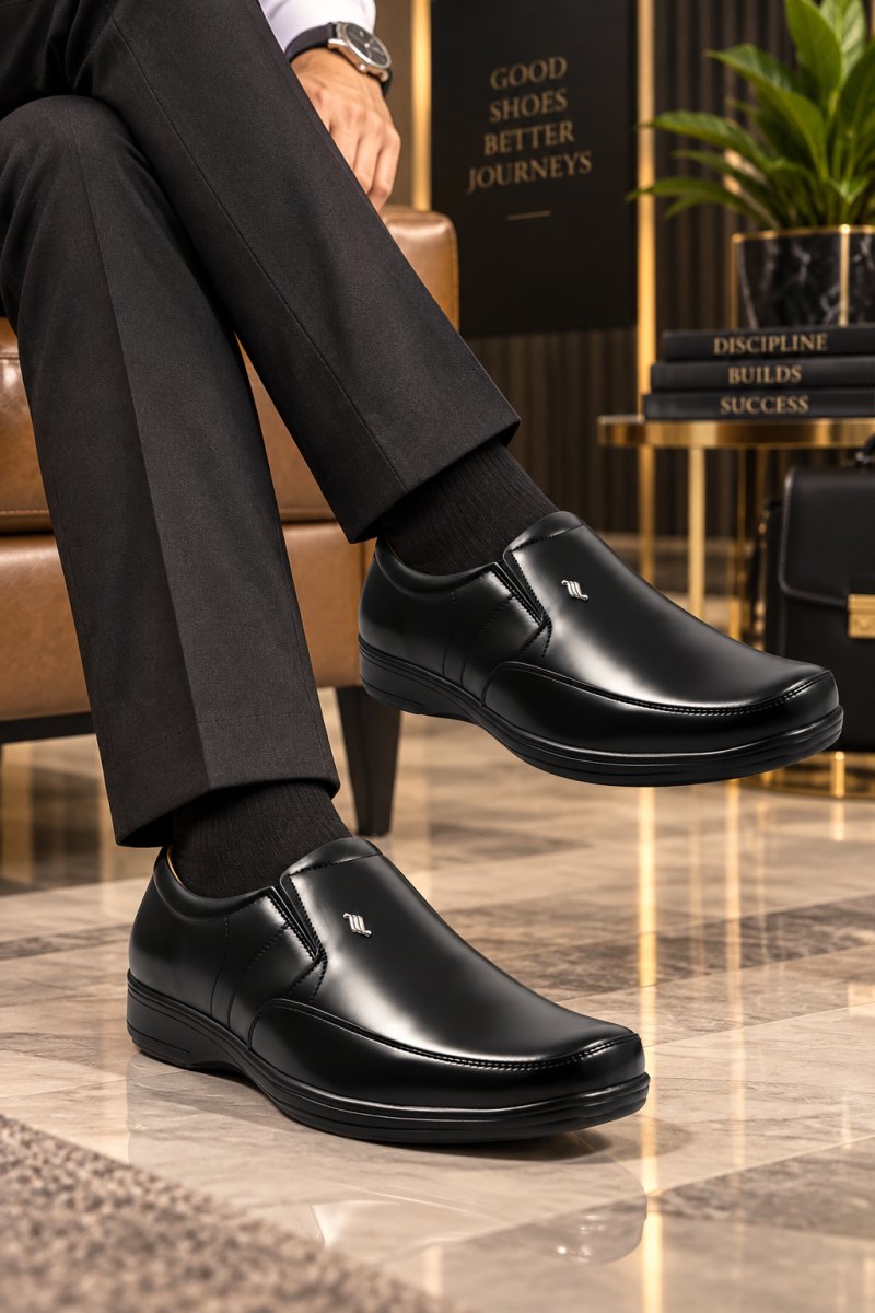 WUGO Men's Black Formal Shoes, FK-5024-BLK