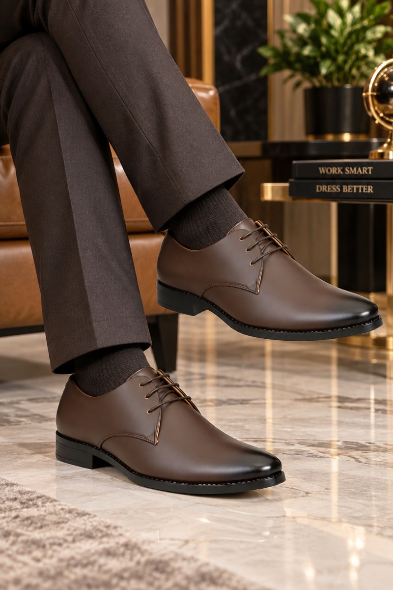 WUGO Men's Brown Formal Shoes, FK1001-BRN