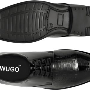 WUGO Men's Black Formal Shoes, FOX1004-BLK