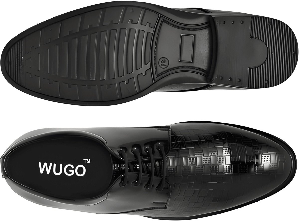 WUGO Men's Black Formal Shoes, FOX1004-BLK