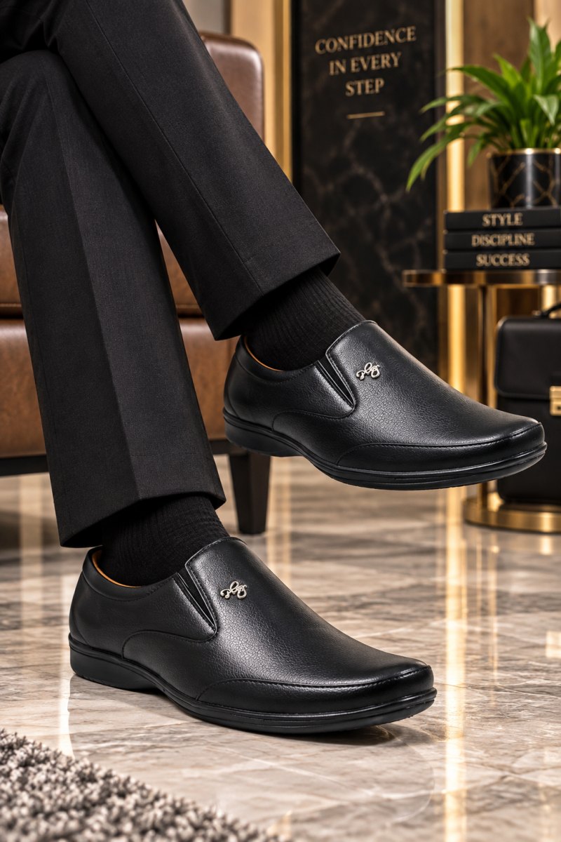 WUGO Men's Black Formal Shoes, FX1002-BLK