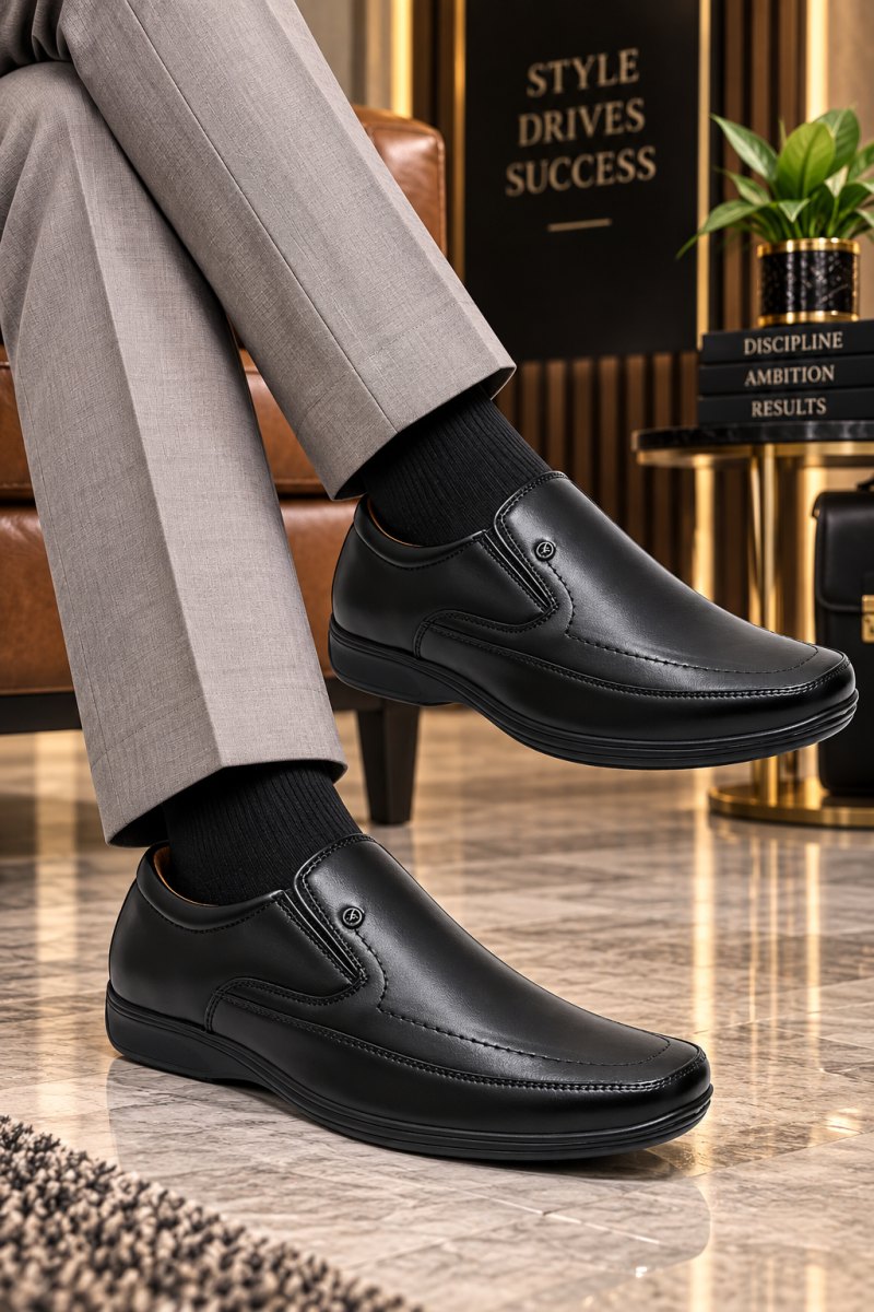 WUGO Men's Black Formal Shoes, GOLA-BLACK