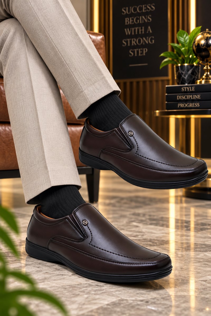 WUGO Men's Brown Formal Shoes, GOLA-BRN