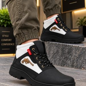 WUGO Men’s Black Casual Boots, GUNEBOOT BLK
