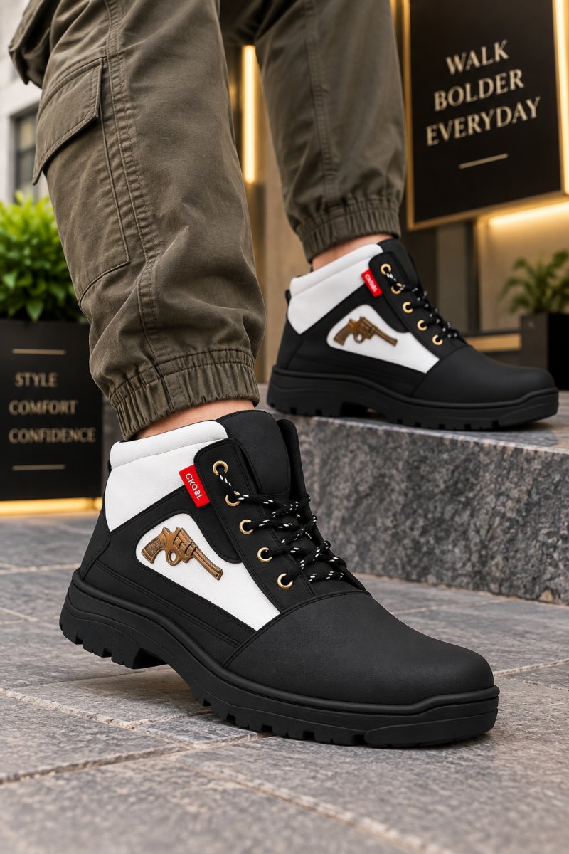 WUGO Men's Black Casual Boots, GUNEBOOT BLK