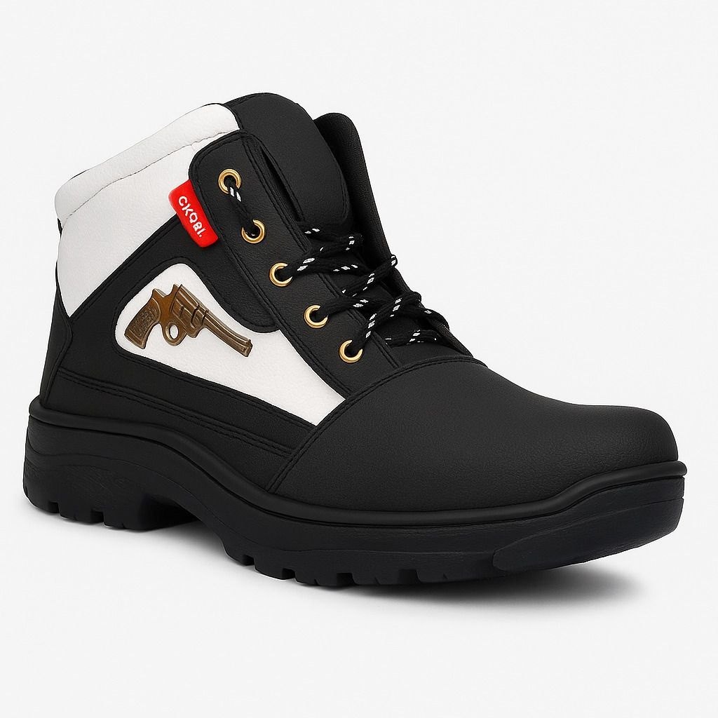 WUGO Men's Black Casual Boots, GUNEBOOT BLK