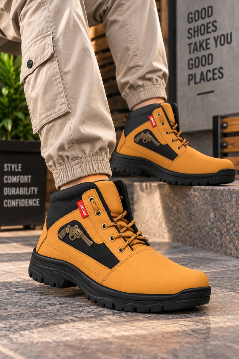 WUGO Men's Tan Casual Boots, GUNEBOOT-TAN