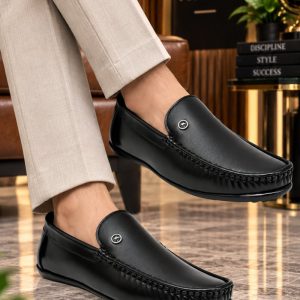 WUGO Men’s Black Casual Loafers, LOAFER GOL BLK
