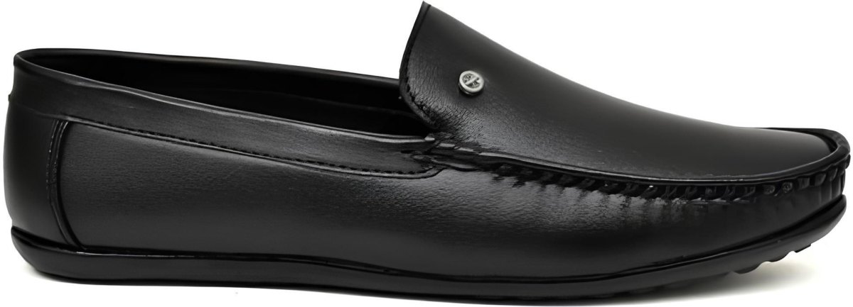 WUGO Men's Black Casual Loafers, LOAFER GOL BLK