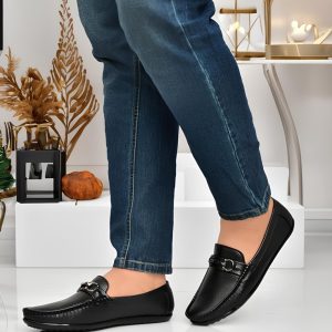WUGO Men's Black Casual Loafers, LOAFERS MILD-BLK