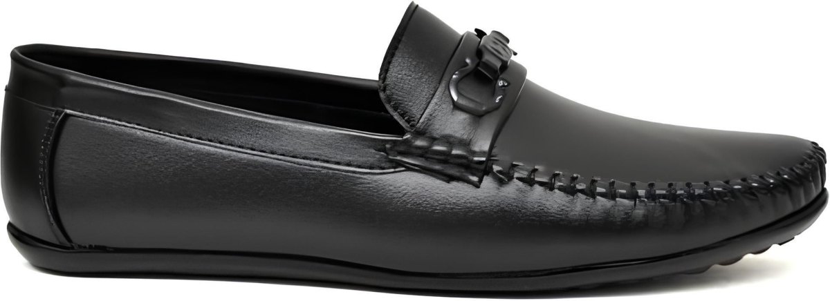 WUGO Men's Black Casual Loafers, LOAFERS-WATCHBLK