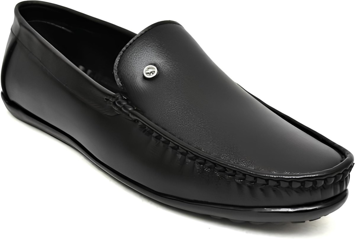 WUGO Men's Black Casual Loafers, LOAFFER GOLA BLK