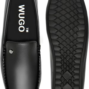 WUGO Men's Black Casual Loafers, LOAFFER GOLA BLK