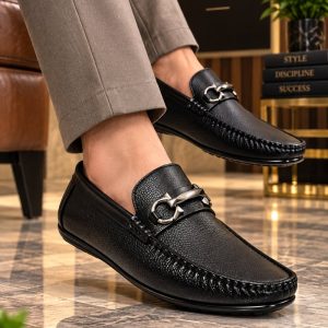 WUGO Men’s Black Casual Loafers, LOAFFER MILD-BLK