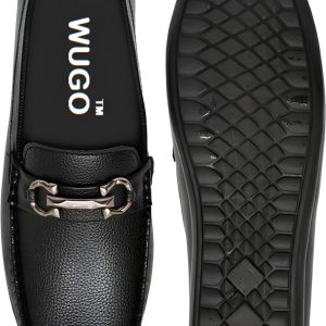 WUGO Men's Black Casual Loafers, LOAFFER MILD-BLK