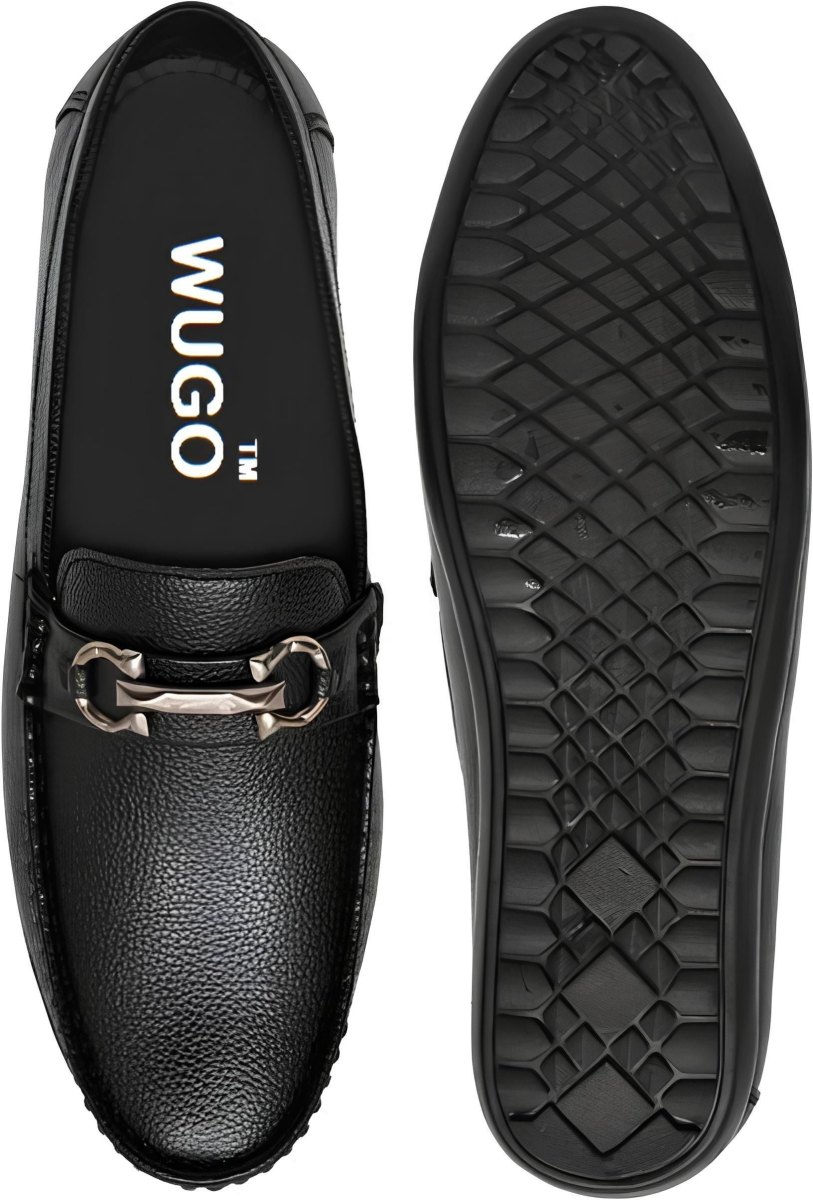 WUGO Men's Black Casual Loafers, LOAFFER MILD-BLK