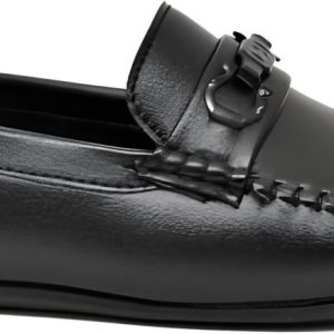 WUGO Men's Black Casual Loafers, LOAFFER-WATCHBLK