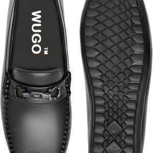 WUGO Men's Black Casual Loafers, LOAFFER-WATCHBLK