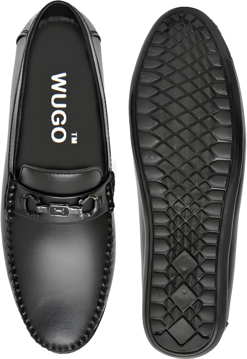 WUGO Men's Black Casual Loafers, LOAFFER-WATCHBLK