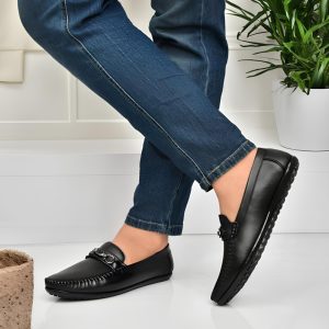 WUGO Men's Black Casual Loafers, LOAFFER-WATCHBLK